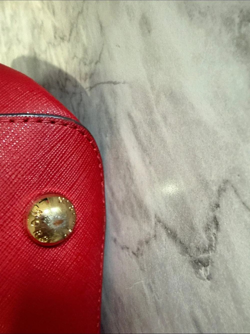 Michael Kors Bright Red Saffiano Leather Tote with Gold Hardware